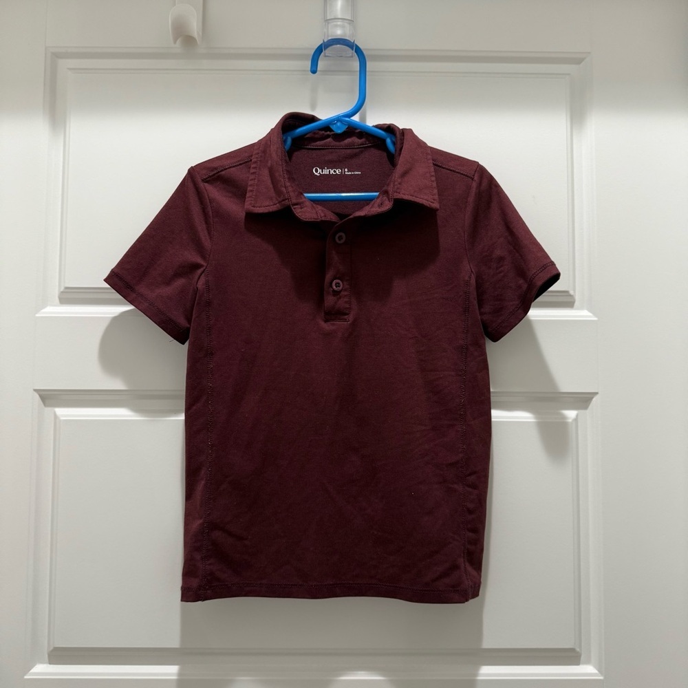 Quince Boys Maroon Button Up Short Sleeve Polo Size 6 Easter Family Photos